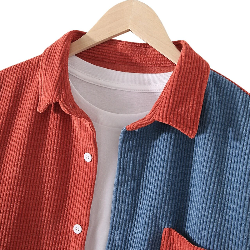 Spring Autumn Cargo Corduroy Men Long Sleeve Casual Pocket Patchwork Men's Shirts High Quality Overshirt Blouses Male_voghion.com