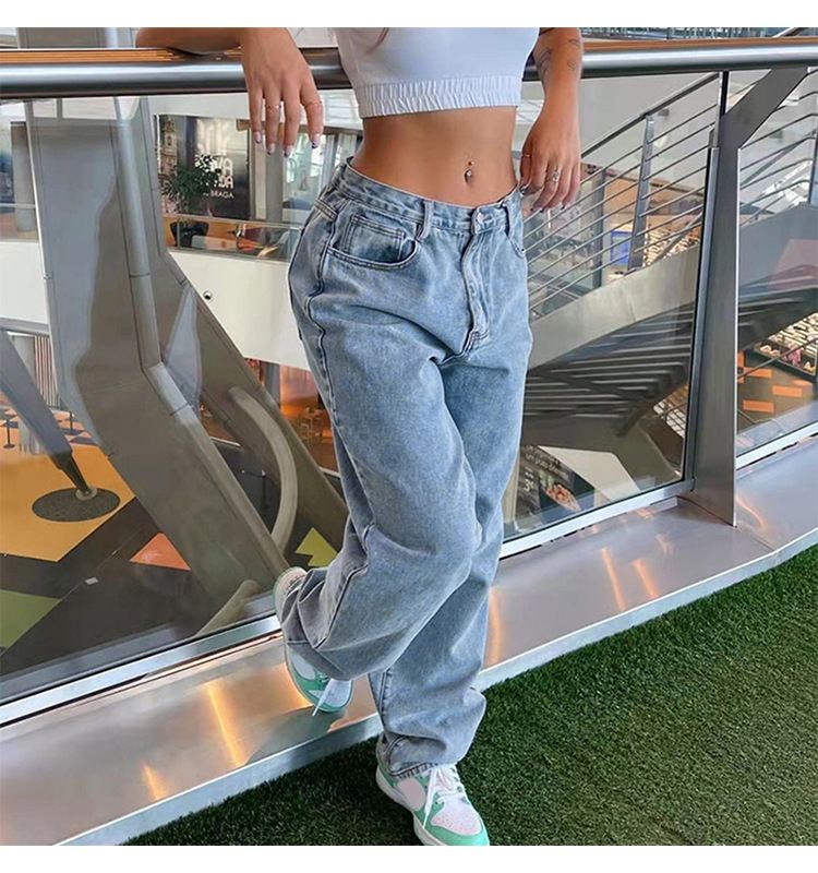 Eiropas un Amerikas ārējās tirdzniecības pārrobežu piegādes ikdienišķas retro brīvas džinsa bikses sievietēm_voghion.com