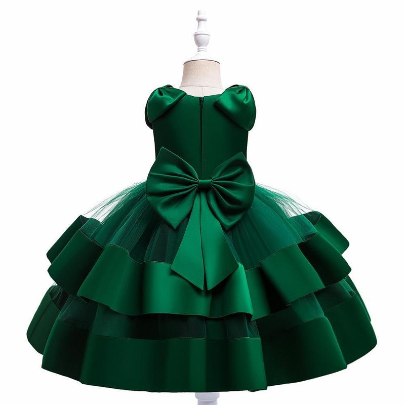 Mutter & Kinder Prinzessin Kleid Kleine Kinder Rock Bogen Ärmel Blumenmädchen Kleid Leistung Kostüm_voghion.com