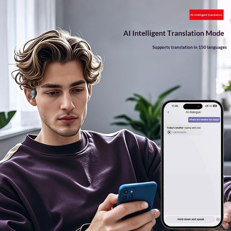 NeoGear Nowa mała kulka kokosowa AI Inteligentny wielokrajowy tłumacz Bluetooth Zaczep na ucho Długa żywotność baterii OWS Bezprzewodowy_voghion.com