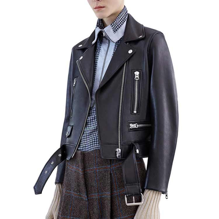 Chaquetas de piel sintética negras para mujer, abrigo básico con cremallera y cuello vuelto, chaqueta de motociclista, color negro, 4 colores, novedad de 2023_voghion.com