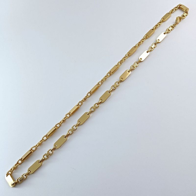 Trendy Men's Handmade Fashionable Elegant Necklace Emperor Smooth Stainless Steel Loop Flat Link Chain Set_voghion.com