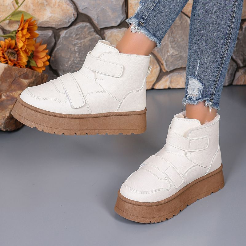 Warme Schneestiefel mit Klettverschluss, beliebte, trendige dicke Sohle, bequeme und leichte Baumwollschuhe_voghion.com