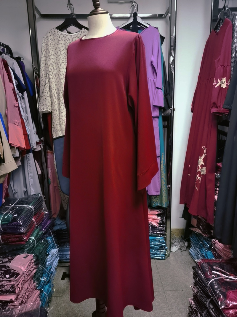 Women's gown simple basic solid color plus-size dress_voghion.com