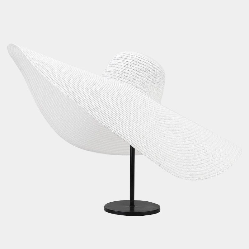 Nuovi arrivi 70 cm cappelli di paglia a tesa larga oversize primavera estate floscio pieghevole protezione UV cappello da spiaggia per le donne all'ingrosso_voghion.com