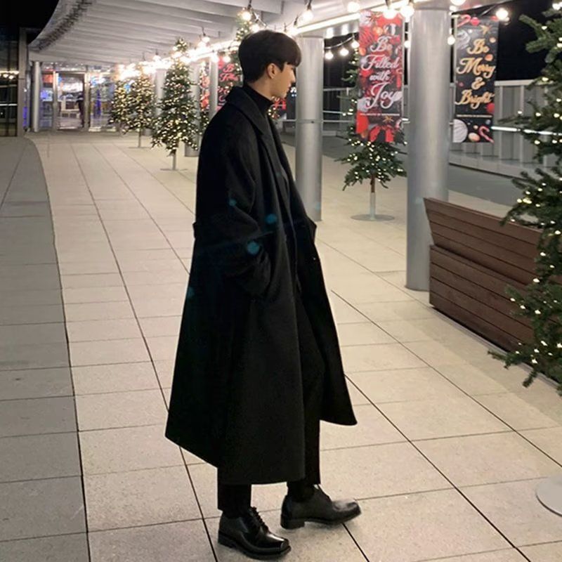 Men’s Double-Layer Wool Overcoat – Korean Style Long Trench Coat With Premium Feel_voghion.com
