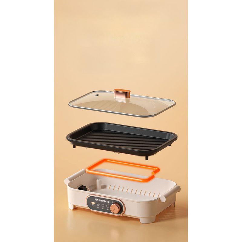 Barbacoa pequeña Airmate, olla eléctrica multifuncional, sartén antiadherente para el hogar_voghion.com