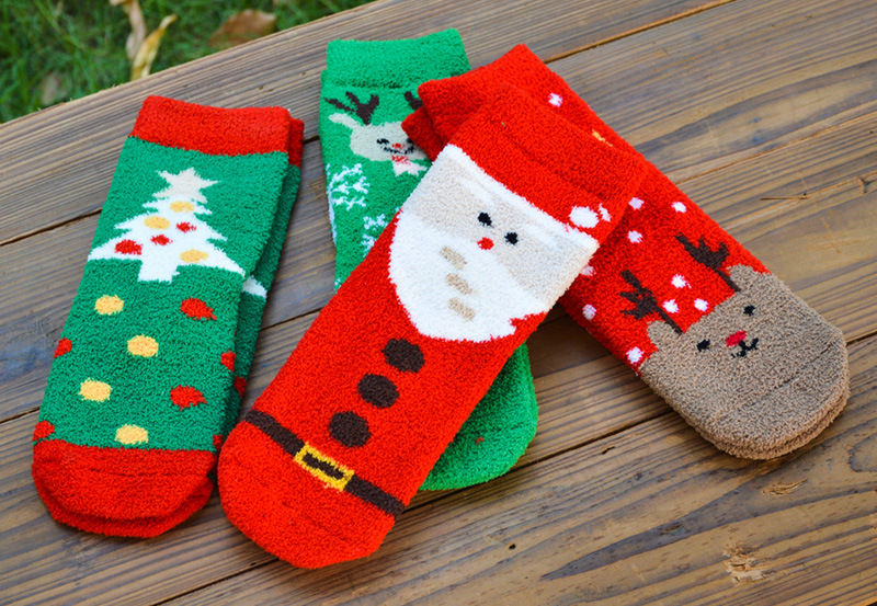 Calzini da donna Calza di Natale Calza di Natale da donna Le nuove calze da donna di Babbo Natale in velluto corallo_voghion.com