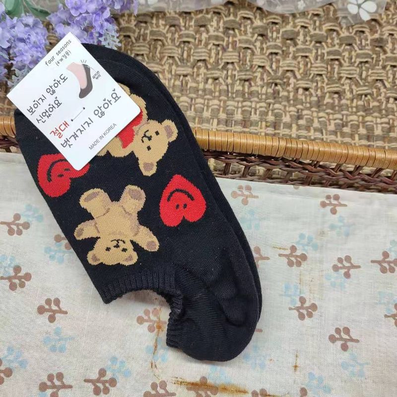 0 calzini invisibili primavera amore orso bocca bassa calzini da donna cinturino tallone silicone Dongdaemun Corea del Sud calzini all'ingrosso Shandong_voghion.com