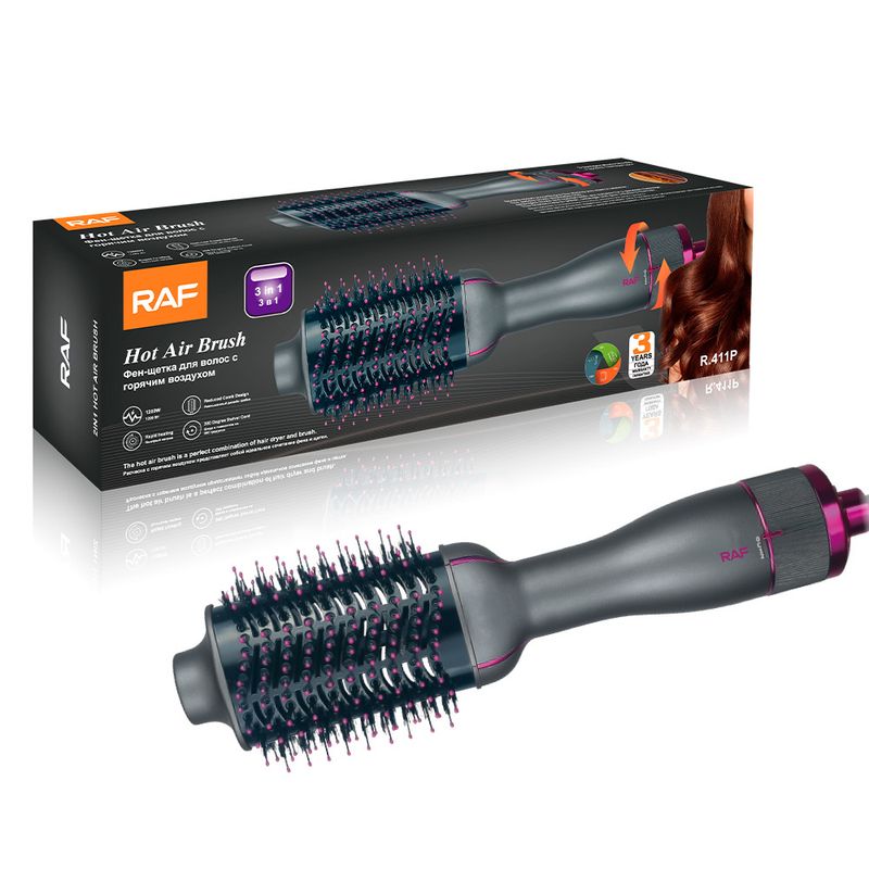 Asciugacapelli elettrico automatico con spazzola ad aria calda 3 in 1, standard UE RAF e piastra per capelli a doppio uso_voghion.com