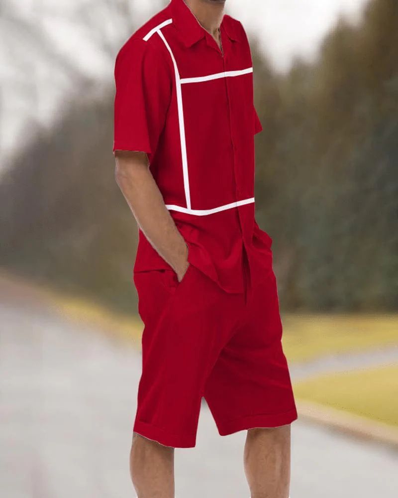 Herrenbekleidung Herren Hawaiihemd Code 3D-gedruckte Shorts Hemd Anzug Sommer_voghion.com