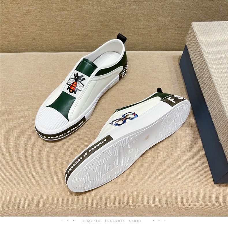 Fuguqi Little Bee With One Step Pudding Bean Herren-Lazy-Schuhe, High-Version Kuqi Fit, Freizeitschuhe aus echtem Leder_voghion.com