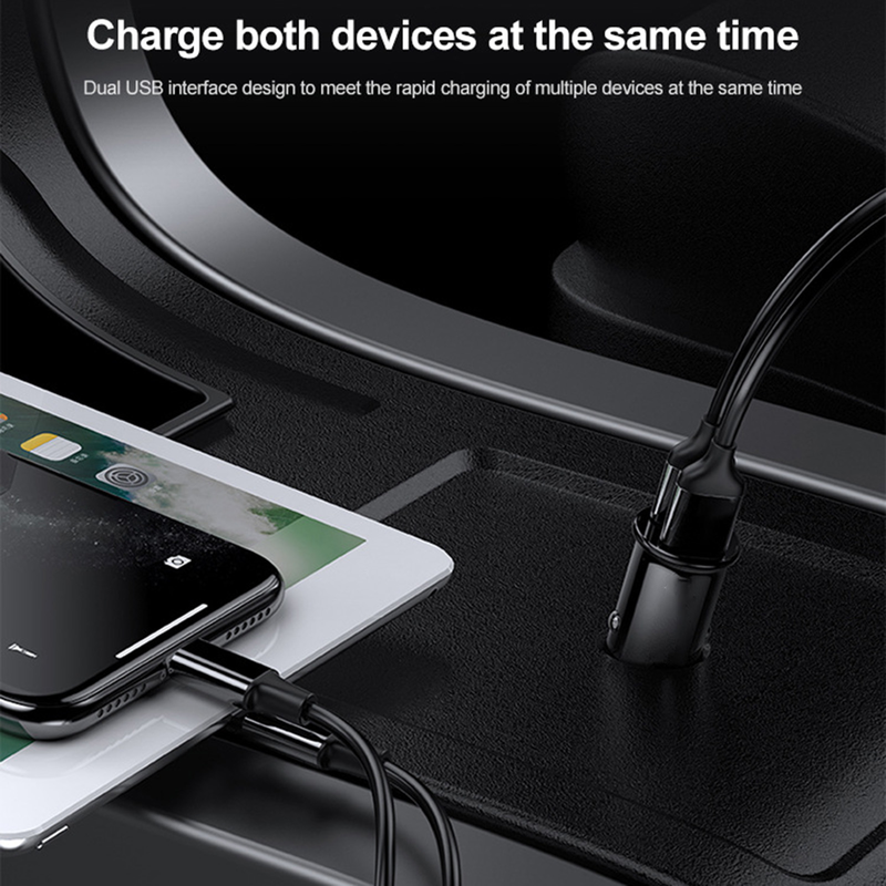 Kunjiuyou Car Charger Mini Quick Charge 3.1A Dual USB Auto Charger Adapter For Mobile Phone-Black_voghion.com