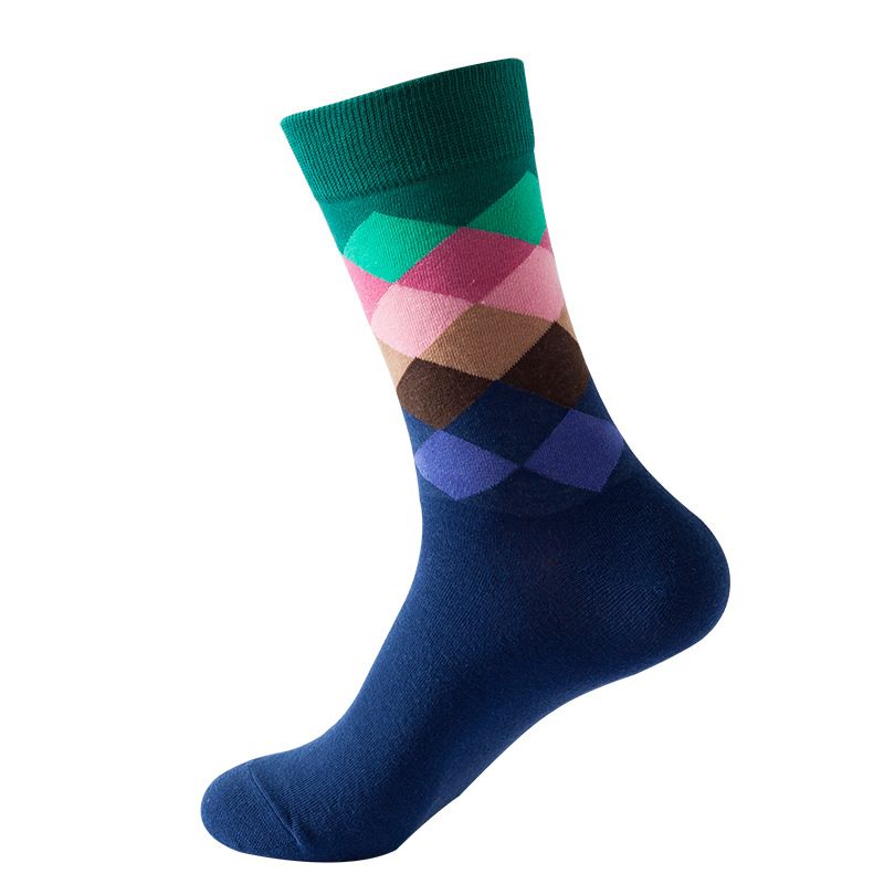 10 Pairs Of Stylish, Casual Socks For Both Men And Women Ins Style Mid-Calf For Women With Diamond Pattern, Fashionable Trendy Unisex Men's Socks_voghion.com