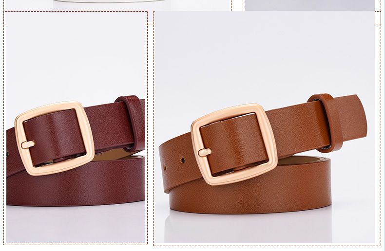 Neue quadratische Schnalle Koreanische Version einfacher vielseitiger lässiger mehrfarbiger PU-Gürtel für Männer und Frauen_voghion.com