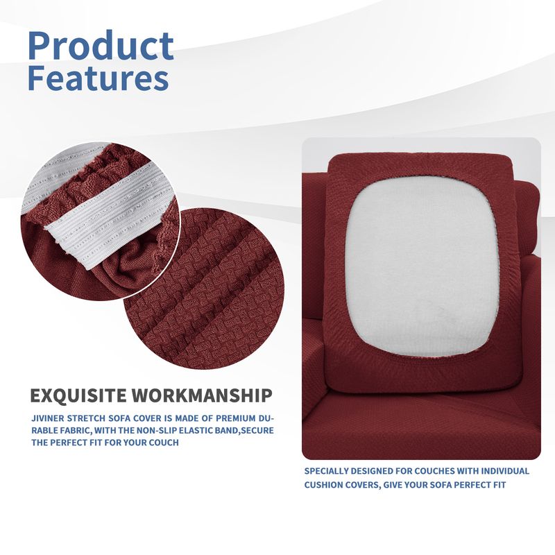 Copridivano elastico spesso jacquard con nodo lavorato a maglia tinta unita, cuscino indipendente, copridivano completo_voghion.com