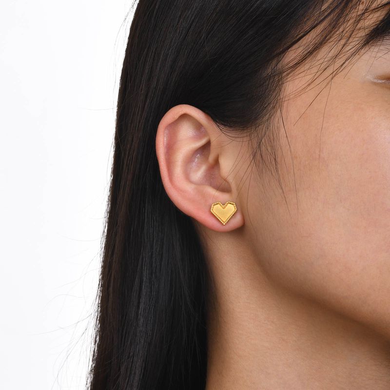 Set di gioielli da donna con collana e orecchini a forma di cuore minimalista in acciaio inossidabile, ciondolo geometrico con amore, delicata catena per clavicola, accessorio di moda retrò._voghion.com