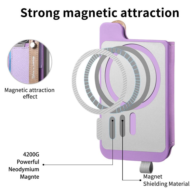 TechGlobe Back Sticker Magasfe Phone Case Wrist Strap Storage Strong Magnetic Card Holder_voghion.com
