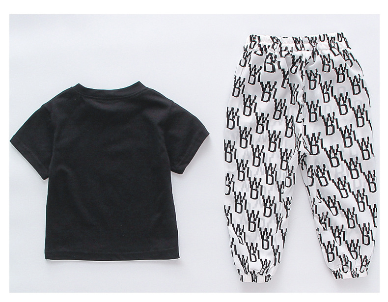 Set de două piese pentru băieți și fete, vară nouă, pantaloni casual, lejer, cu imprimeu, tricou, mărime mică și medie, la modă, pentru copii mari_voghion.com