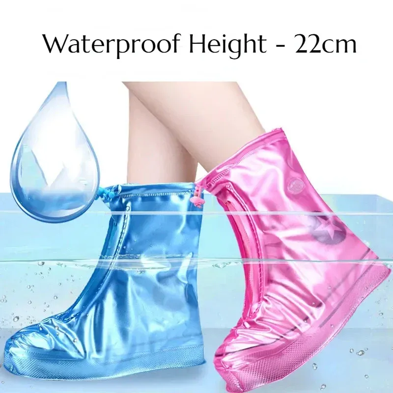 1 Pair Waterproof Shoe Covers, Non-slip Reusable Rain Snow Boot Women Men PVC Outdoor Rainy Reusable Quality Non-slip Shoe Cover_voghion.com