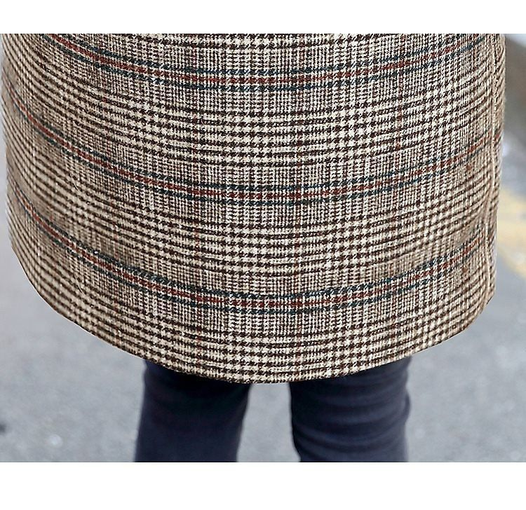 Damenbekleidung: Neue Winterkleidung für Damen, einteiliger, karierter Wollpelzmantel und dicker Samt, warm, mittellang, mit Kapuze_voghion.com