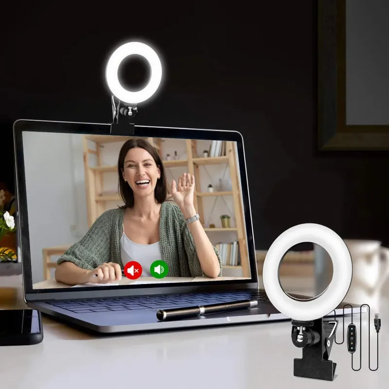 6Inch Video Conference Light Kit Ri Clip On Laptop Monitor With 3 Color Webcam Light Remote Work Self_voghion.com