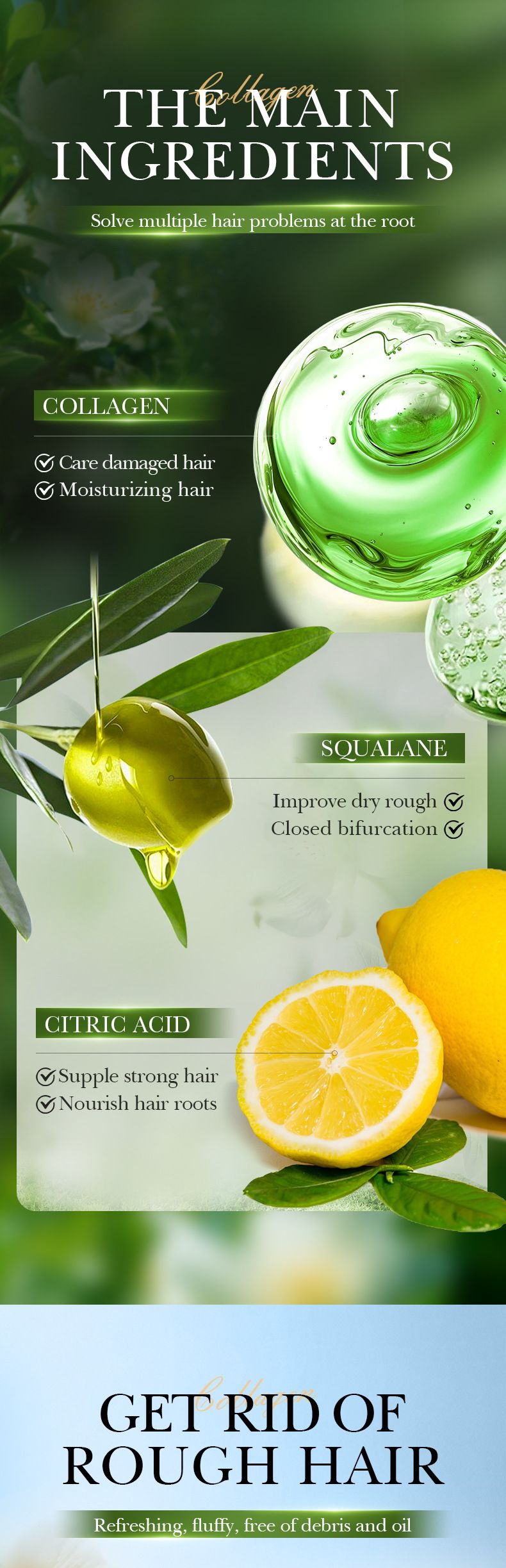 Maschera lisciante per capelli con proteine del collagene inglese SADOER Balsamo volumizzante nutriente_voghion.com