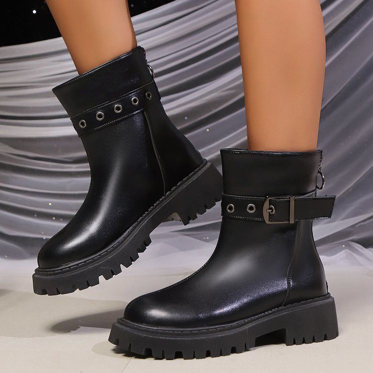 Big size and thick snow boots women's new explosive belt buckle warm_voghion.com