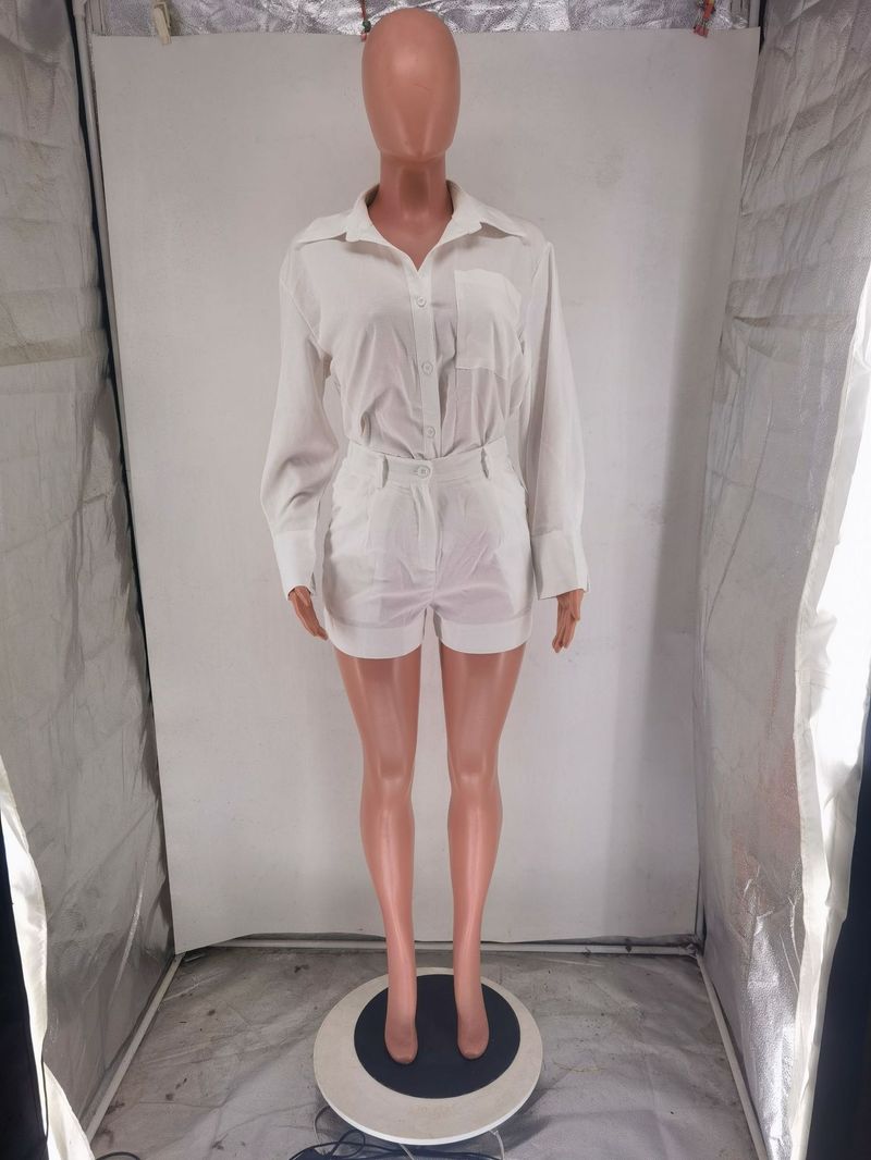 Damen Langarm Shirt Set 2024 Neue Mode Casual Kurzen Anzug_voghion.com