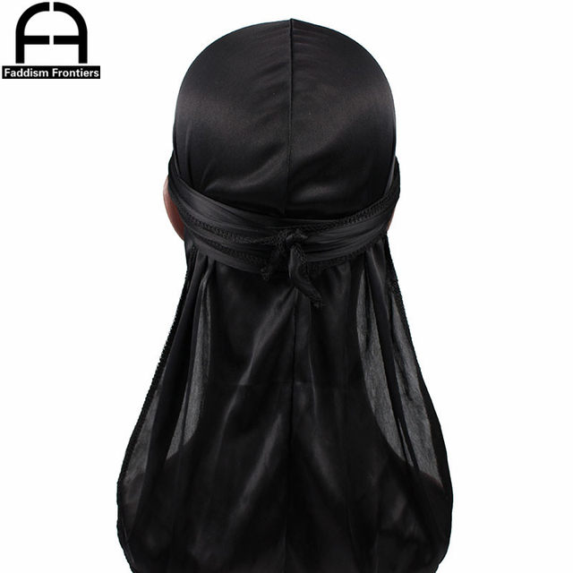Unisex Damen Herren Seide Durag Turban Hut Perücken Biker Kopfbedeckung Stirnband Haarschmuck Lange Schwanzriemen Bandanas Seidige Durags_voghion.com