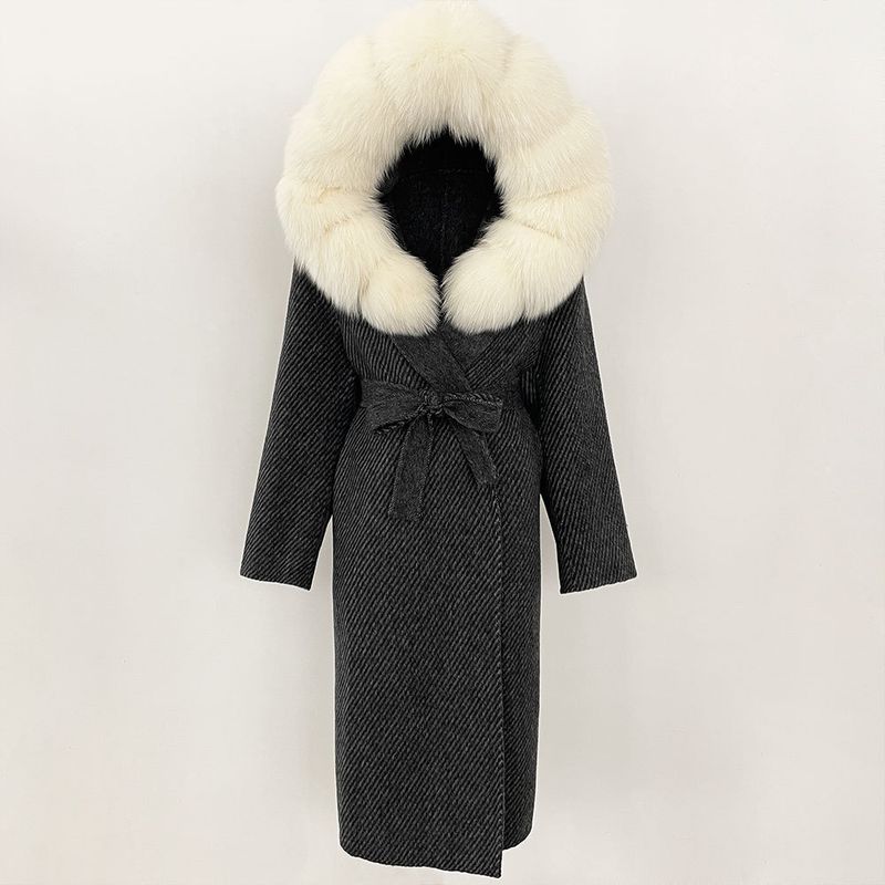 Vêtements pour femmes automne et hiver manteau en laine noir de style Hepburn français pour femmes automne et hiver manteau en laine haut de gamme taille haute et long_voghion.com