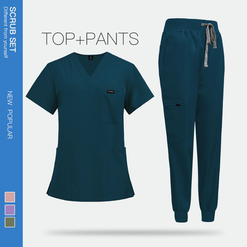 Damenbekleidung Farbe Operationssaal Kurzarm Handwaschkleidung Weibliche Hautmanagement Krankenschwesterkleidung Chirurgen Isolationskleidung Arbeitskleidung_voghion.com