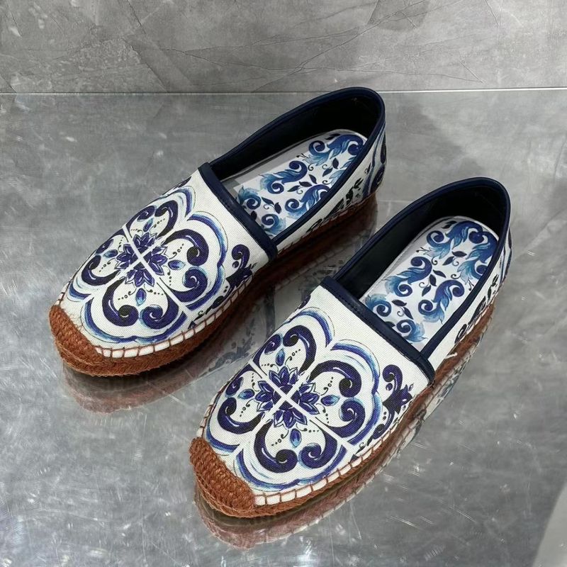 Women's Flat Shoes With Printed New Rope Blue And White Porcelain Design, Casual Fresh Literary Comfortable Versatile_voghion.com