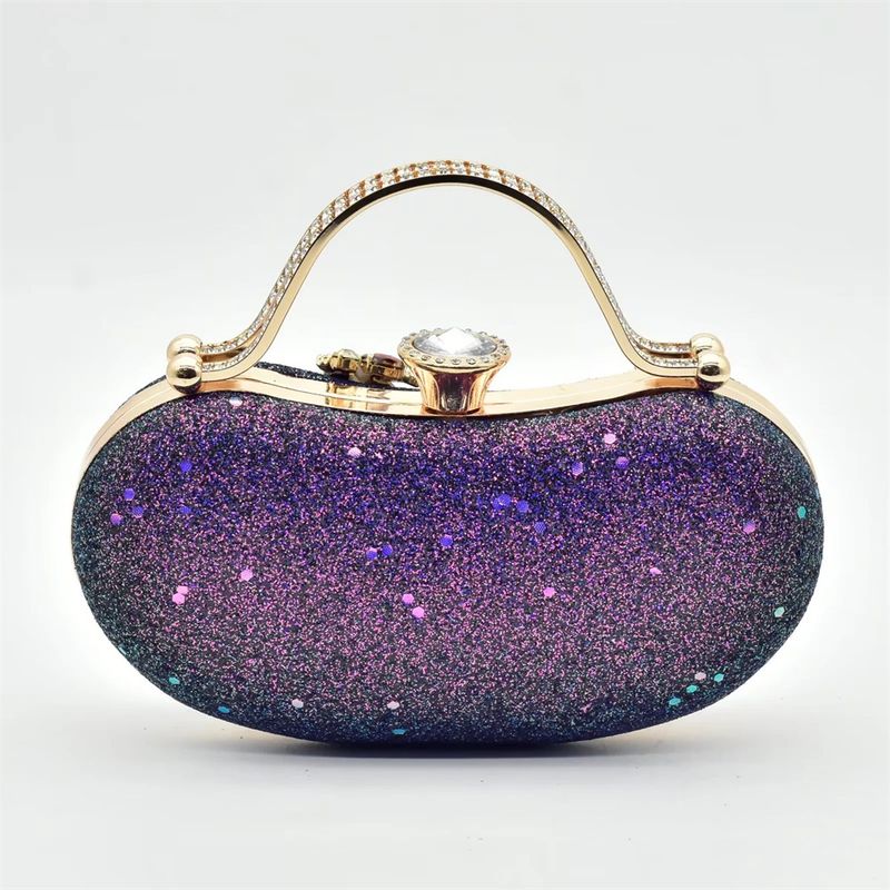 Vintage Diamant-Set klobige Sandalen mit Abendessen Tasche Set Mode Design Strass Abendtasche_voghion.com