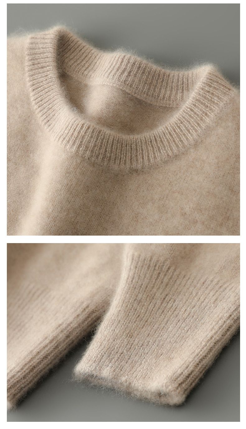 Herrenbekleidung Herrenpullover aus 100 % Wolle, weicher und atmungsaktiver Strickpullover, Rundhals- und Stehkragenoptionen, warme Freizeitkleidung für den Winter, klassische Volltonfarben_voghion.com