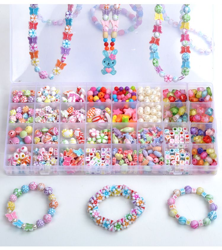 Jouets pour enfants en perles, 32 grilles, bracelet de perles fait main, jouets éducatifs pour filles, perles de correction d'amblyopie_voghion.com