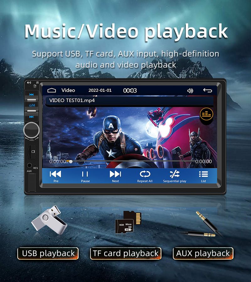 Autoradio 7" avec CarPlay sans fil - Lecteur MP5 à écran tactile HD et Bluetooth_voghion.com