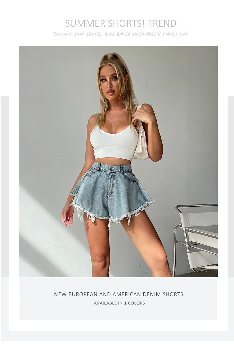Women's Distressed Denim Shorts - High Waisted Ripped Jeans With Frayed Hem Trendy Loose Fit Summer Fashion_voghion.com