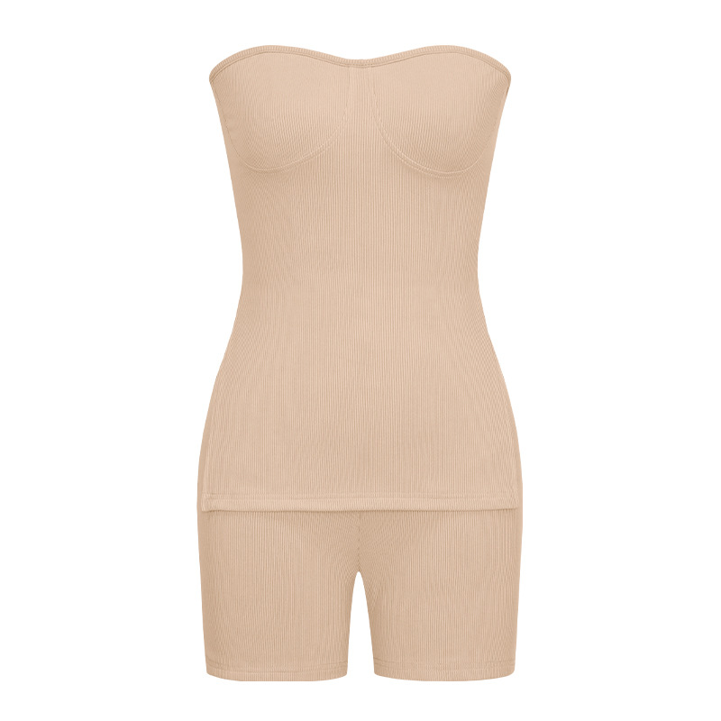 Women's knitted pit strip solid color fashion casual suit_voghion.com