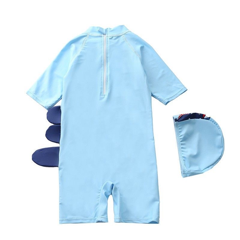 Traje de baño para niños de una pieza con capucha de dinosaurio, traje de baño de manga larga para playa, protector solar, traje de baño de aguas termales para bebés_voghion.com
