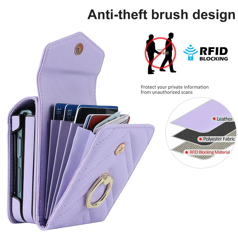 Suitable for the new Samsung ZFlip3 oblique organ mobile phone case folding ZFlip4 small fragrance ring mobile phone leather case_voghion.com