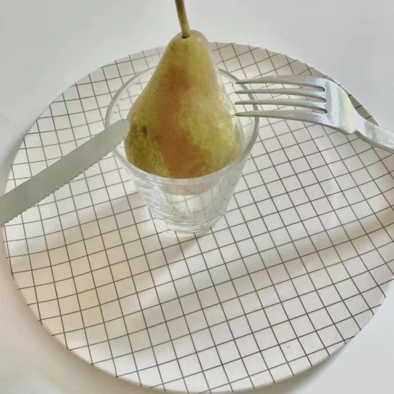 Ins Bambusfaser-Obst-Anti-Drop 25cm 7,5 Zoll Französisch Dessert Foto Prop koreanischen Stil Platte_voghion.com