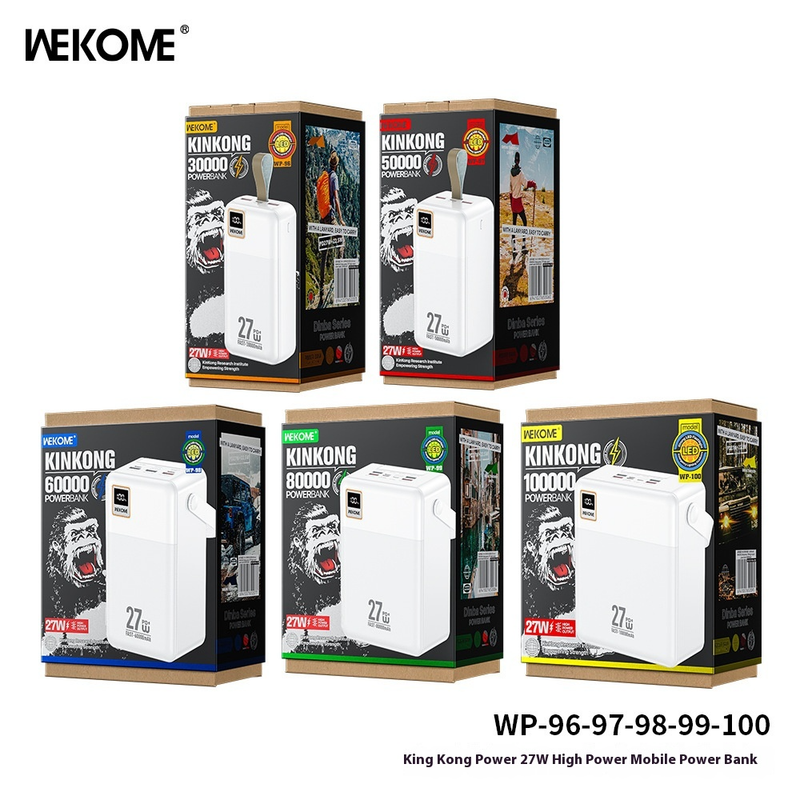 WEKOME Diamond Power Bank 100.000 mAh, tragbares 27-W-PD-Schnellladegerät mit LED-Licht, Notfall-Akkupack für den Außenbereich für Campingreisen, hohe Kapazität_voghion.com