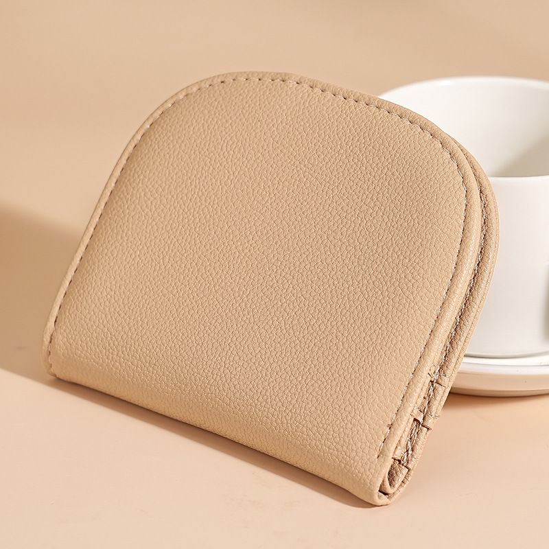 New Half-Round Mini Women Cute Simple Small Wallet Multi-Card Slots Solid Color Versatile Short Coin Purse_voghion.com