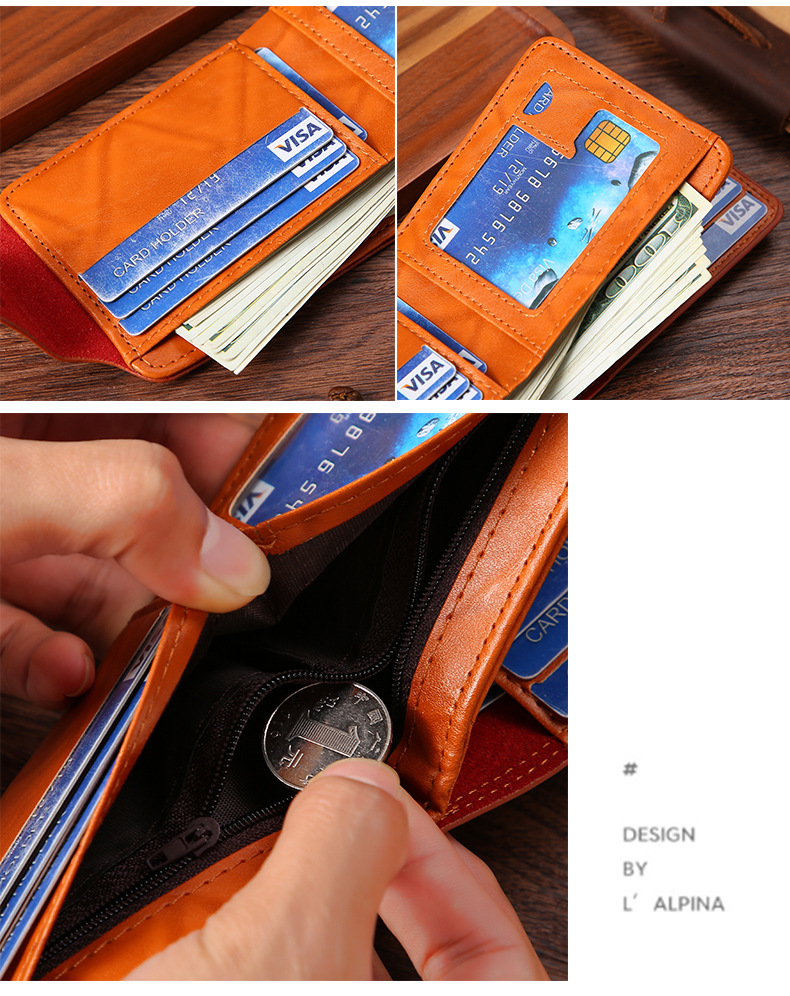 Men's Wallet Short Personality Beautiful Money Clip Men's Two Fold Buckle Multi Card Slot Wallet Wallet_voghion.com