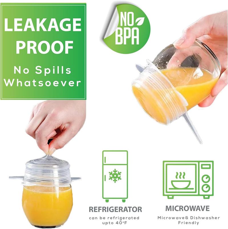 Lot de 6 couvercles de conservation en silicone de qualité alimentaire, réutilisables, hermétiques, universels, extensibles, ronds, pour accessoires de cuisine_voghion.com