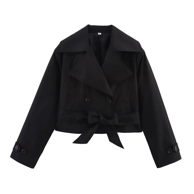 BSK&TRAF Women's Fashion 2025 Summer New Style Simple Versatile Belted Trench Coat Short Jacket_voghion.com
