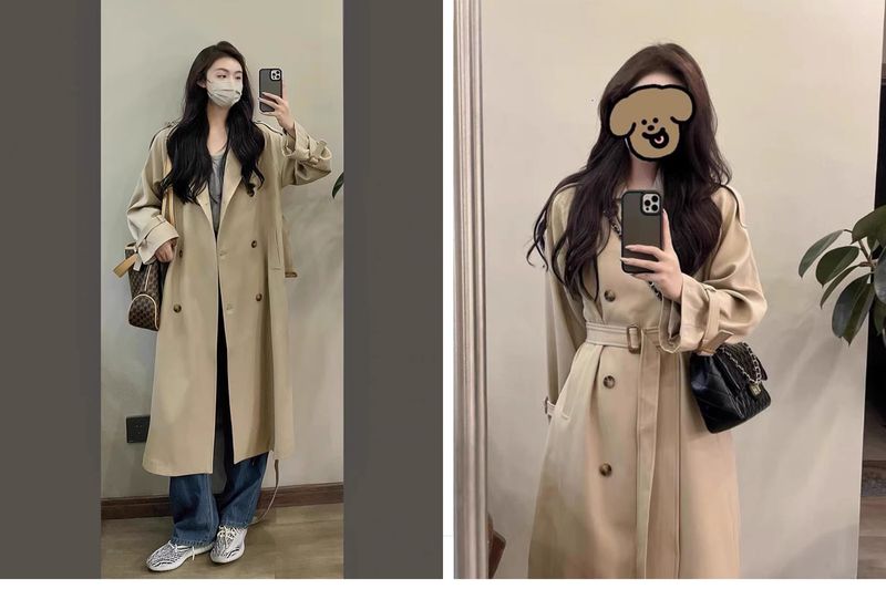 Gabardina pequeña para mujer, primavera y otoño 2025, nueva chaqueta gruesa corta de longitud media de estilo británico de alta gama coreana_voghion.com