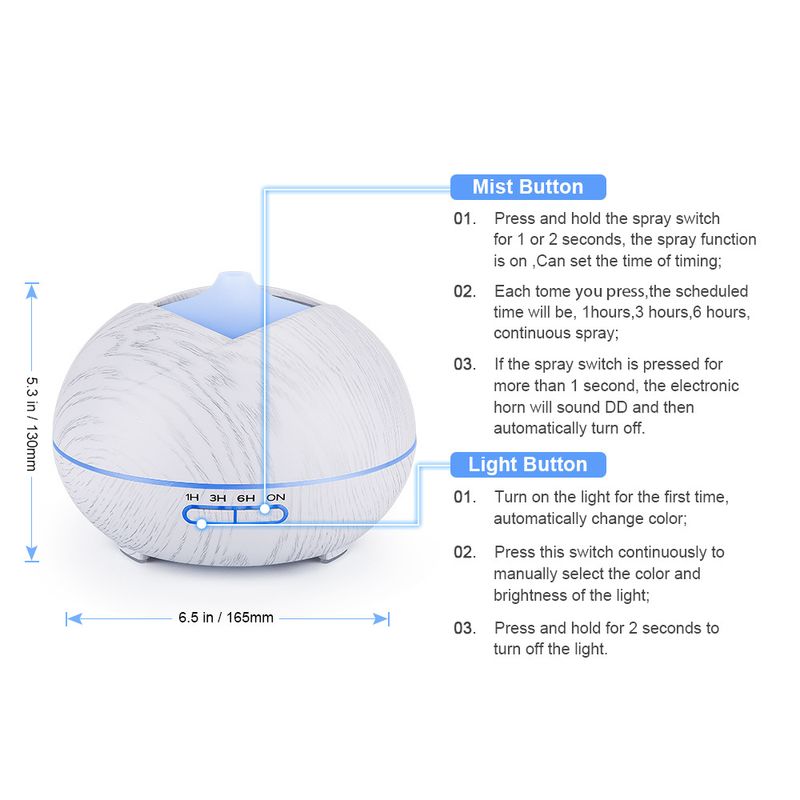 Aroma Diffuser Ultrasonic Humidifier 400ml Office Desk Aromatherapy Atomizer Colorful Wood Grain Aromatherapy Machine_voghion.com