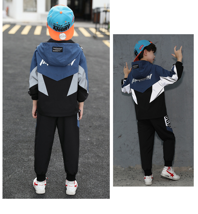 Set di pantaloni per abbigliamento per bambini 2023 Autunno da metà a grande, due pezzi a maniche lunghe primaverili alla moda per ragazzi_voghion.com